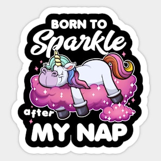 Born To Sparkle Cartoon Unicorn Sticker